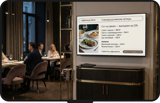 Меню и подача на телевизоре